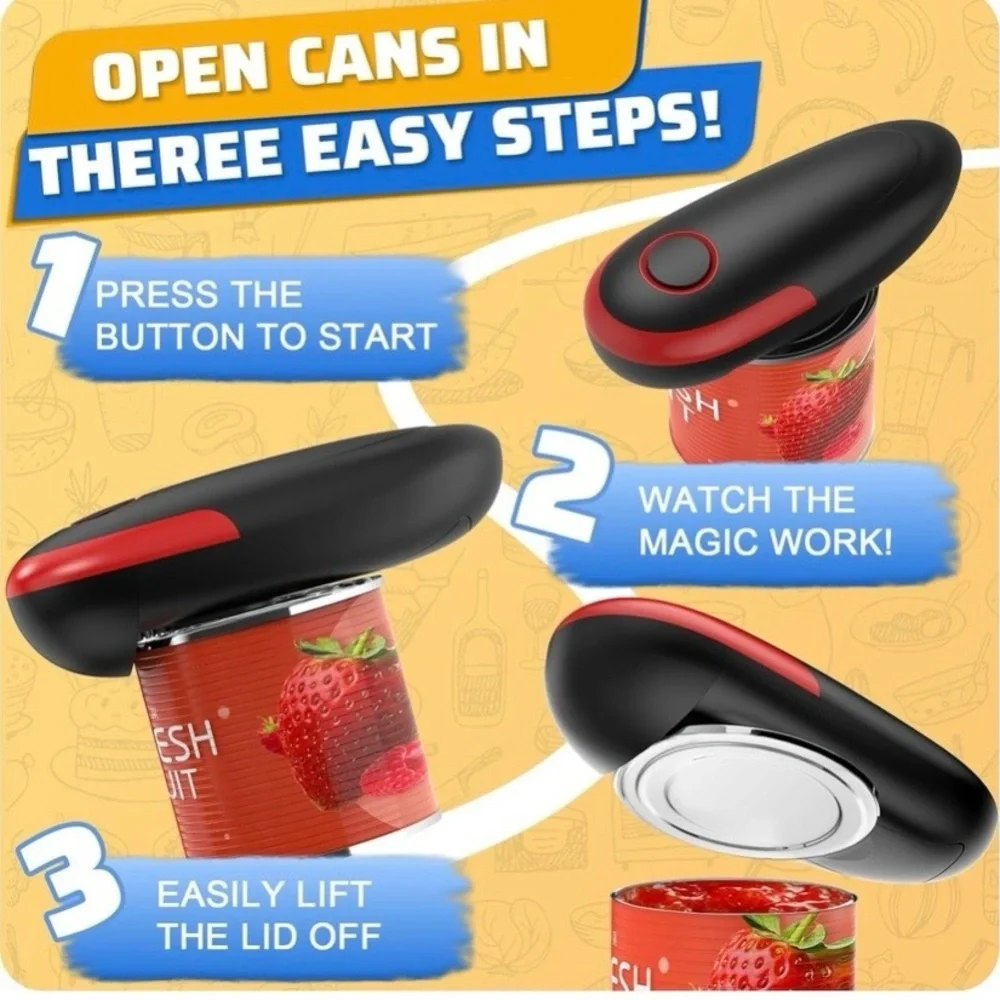 NEW - Electric Can Opener, One-Touch Automatic Can Opener Fits All Can Size
